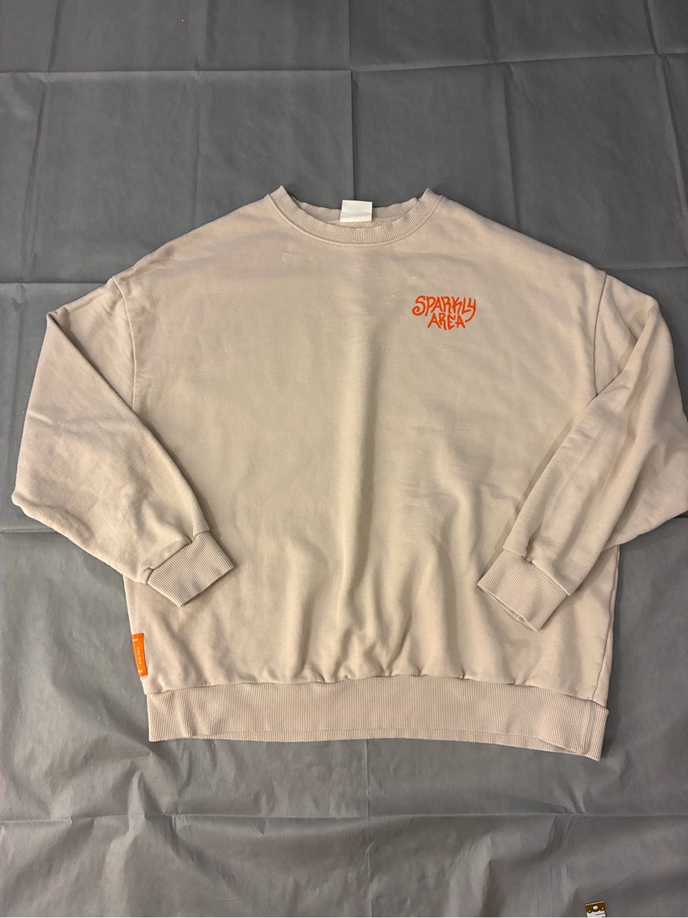 Pull&Bear Cream Sweatshirt with Orange Logo
